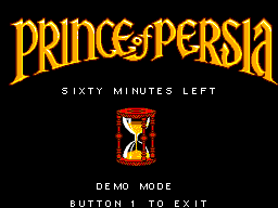 Prince of Persia title screen for Sega Master System